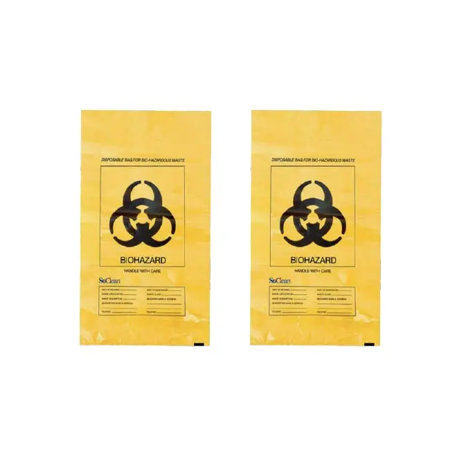 27-150  Micron Yellow Red Black HDPE Plastic Autoclavable Biohazard Collection Bags
