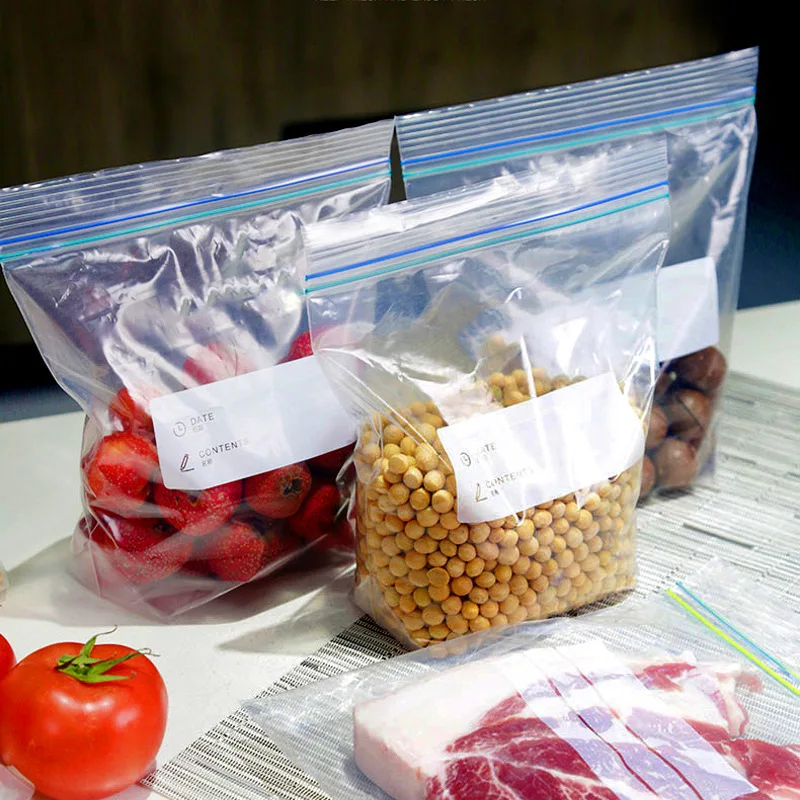 Resealable Clear 3 Side Seal Zipper Refrigerating Frozen Packing Fresh Food Vegetables Keeping Storage Plastic Packaging Bag