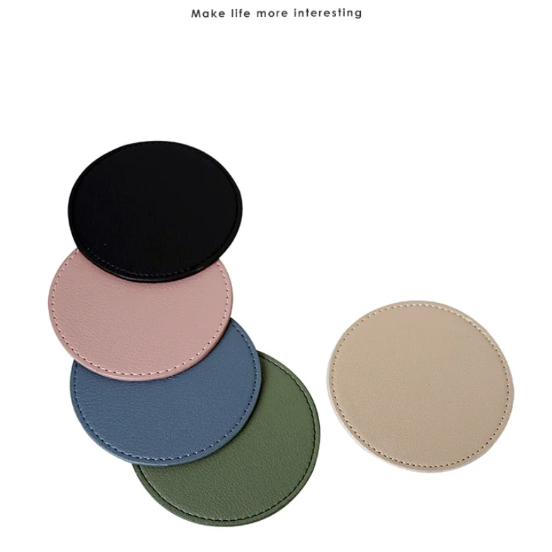Waterproof Round Faux Leather Cup Mats Leather Coffee Cup Placemat leather Coasters for drinks