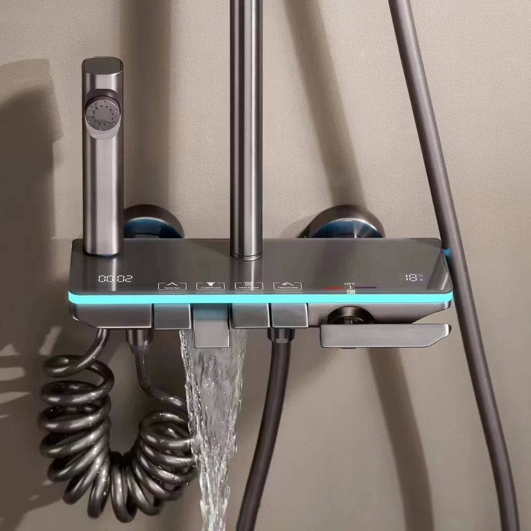 Bathroom Concealed Mount Bracket Arm with Socket Top Spray Double Head Shower Set