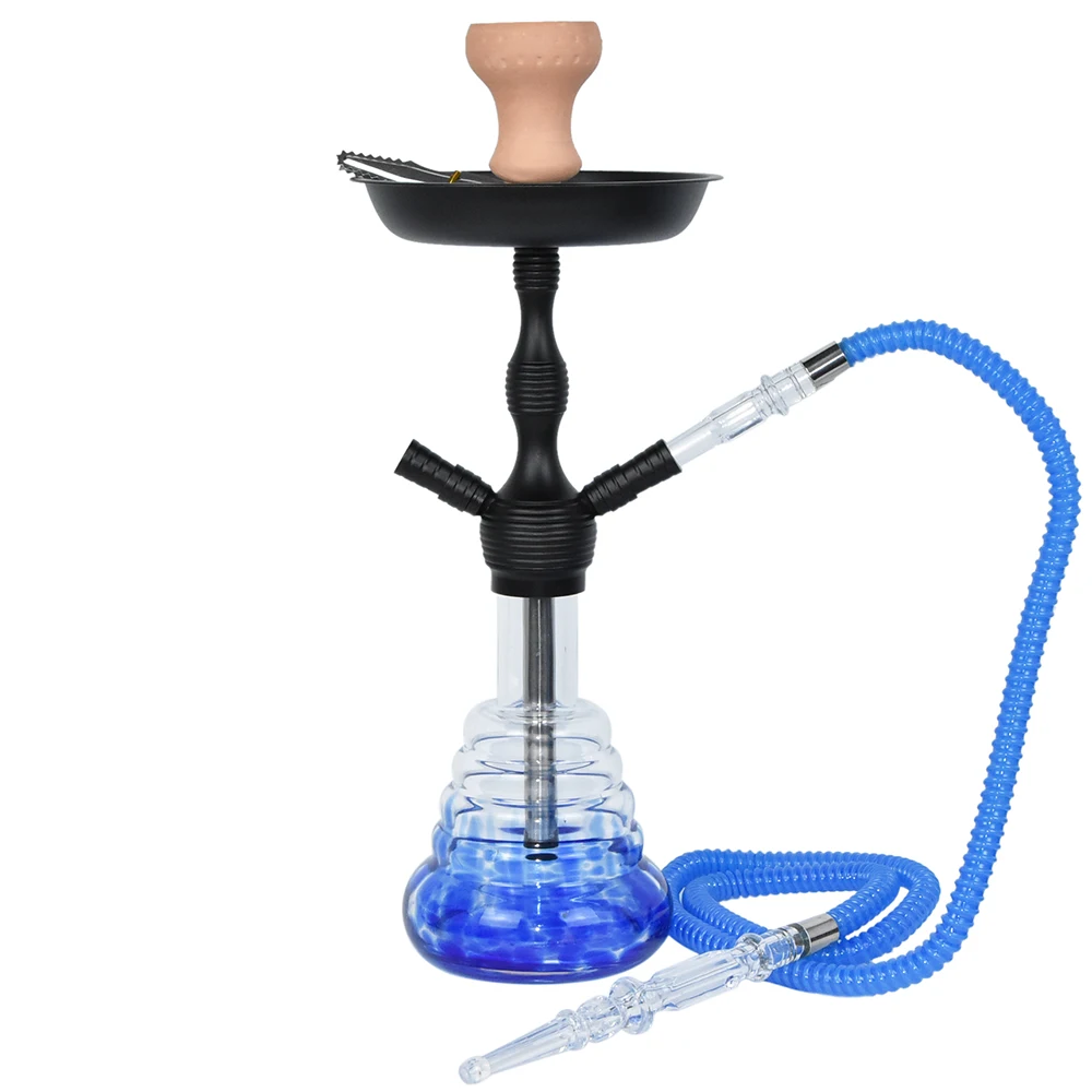 Hot sale wholesale cheap smoking glass customized classic hookah shisha with 2 hoses aluminum hookah nargile hookah