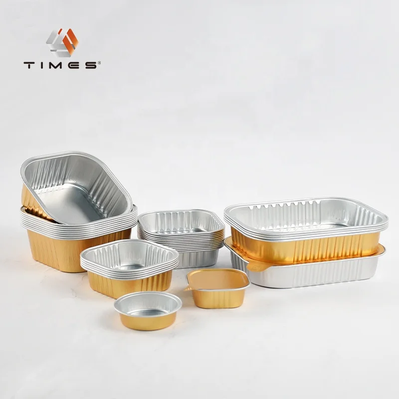 With Lid Food Container Baking Cup Aluminum Foil 120ml Recyclable Customized PET Ningbo OEM Square Aluminum Tray Aluminum Plate