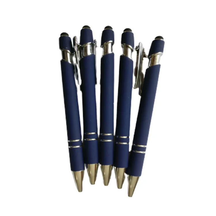 Promotional Gift Custom Logo aluminum matt rubber Soft  Ballpoint Pen with Stylus Premium Metal Touch Pen