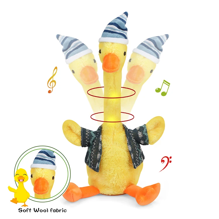 2021 Hot Selling Toy Fashion Electric Repeat Rereading Talking Plush Dancing Duck