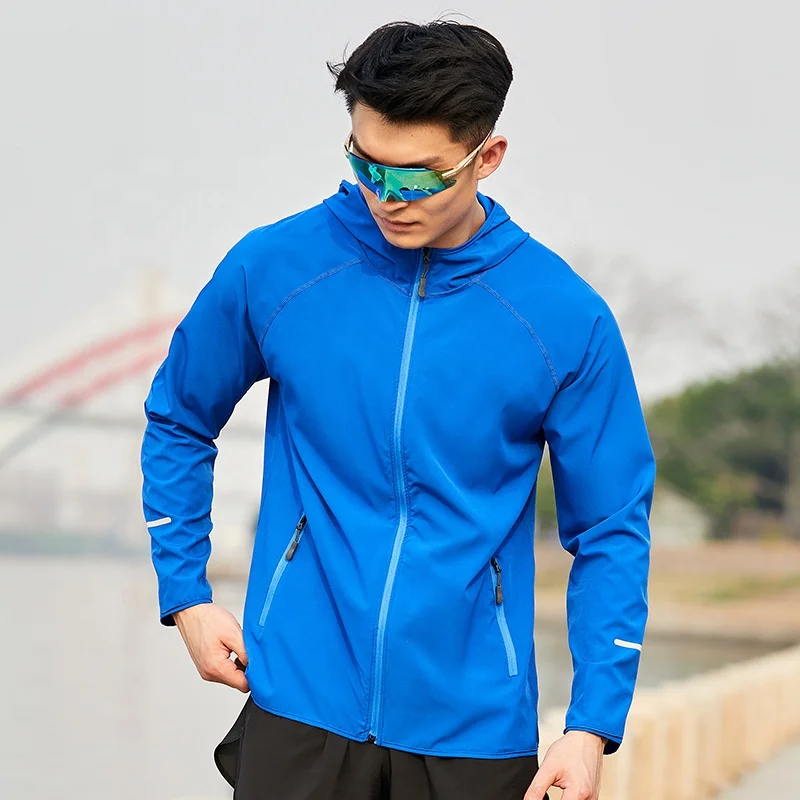 Windbreaker Camping Jackets For Men Full Zipper Outdoor Running Coats