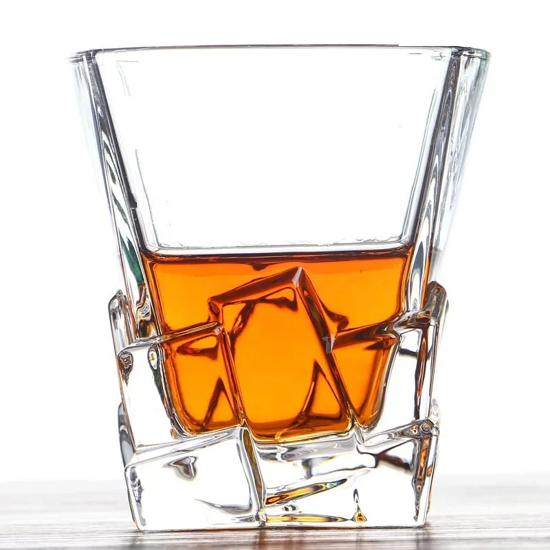 Amazon Hot Selling 100% Lead Free Old Fashioned Square Whiskey Glasses Wine Glass