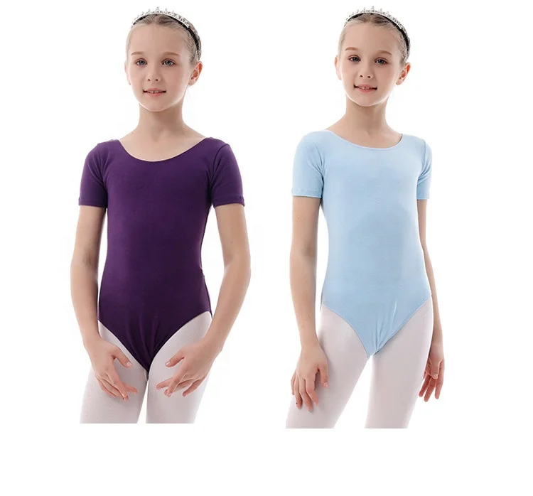 Лидер продаж профессиональные Детские балетные трико с коротким рукавом для девочек хлопковым логотипом на заказ