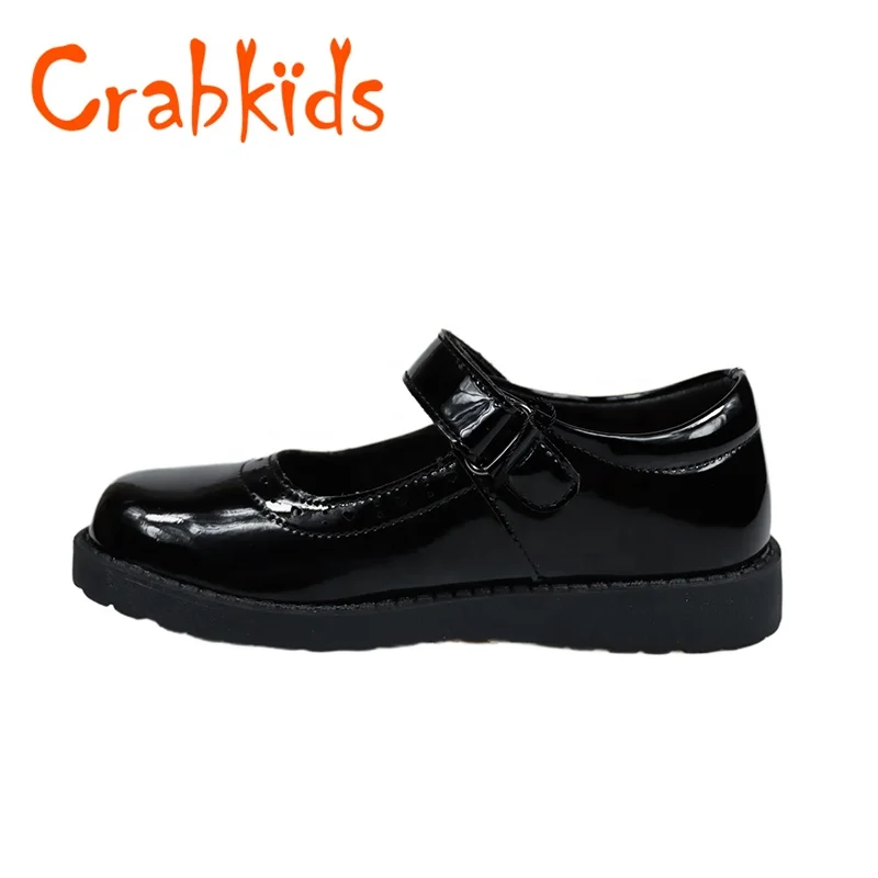 Crabkids Wholesale New Design Fashion Beautiful Black Patent Leather Casual Little Kids Girls Dress Shoes