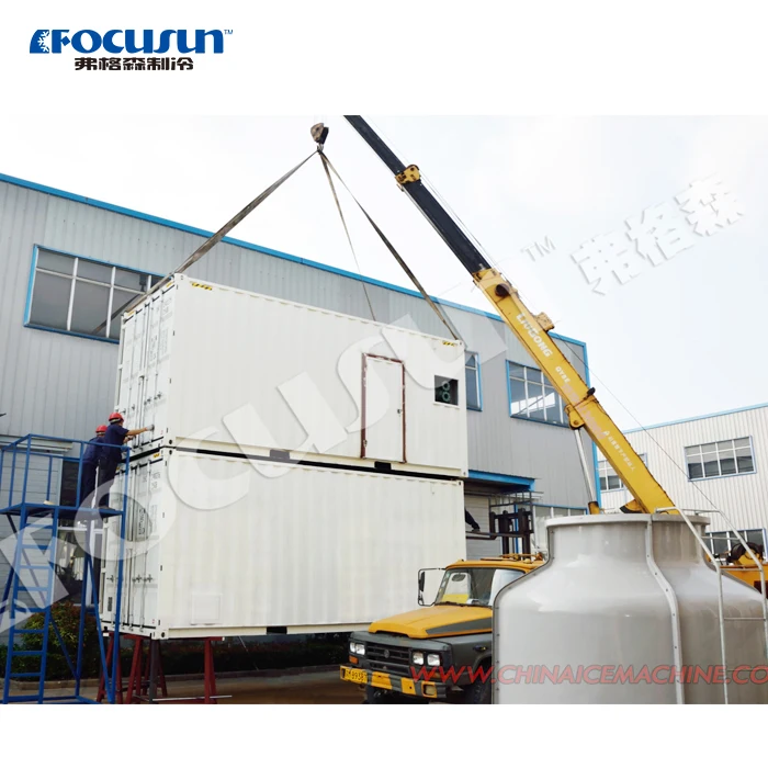 20Tons flake ice machine + 10tons containerized automatic rake type cold room + snow crushing for snow ice making machine