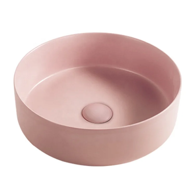 High end matte black counter top wash basin round ceramic art basin for hotel