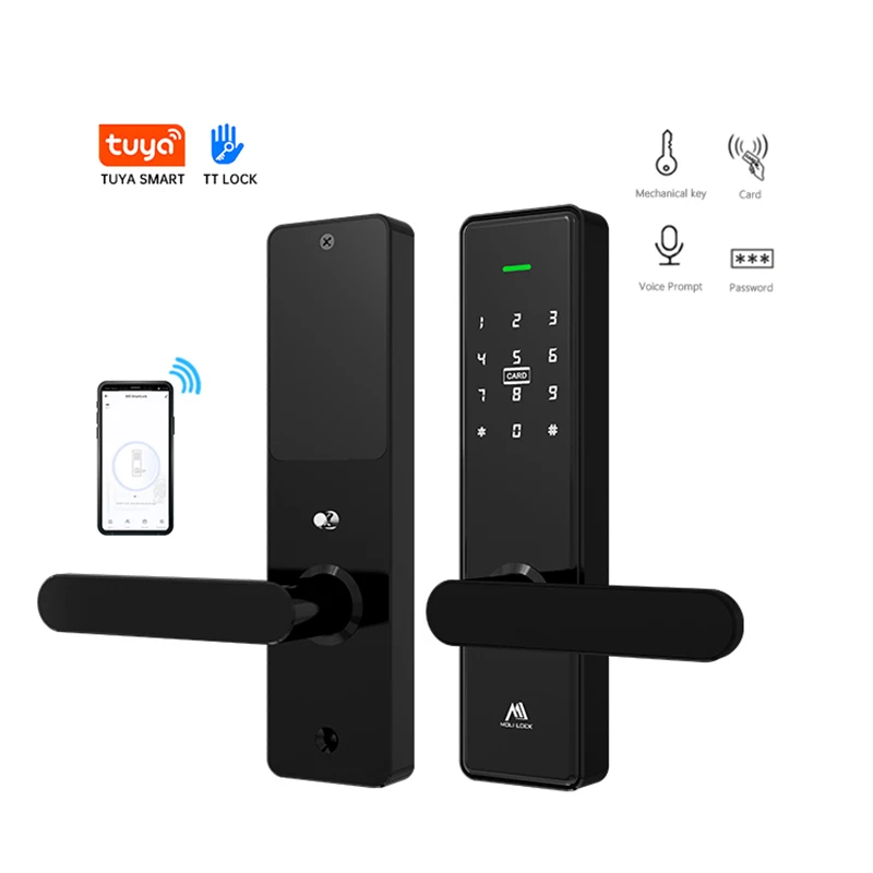 
anti theft design Korea digital tuya fingerprint alarm smart door lock 