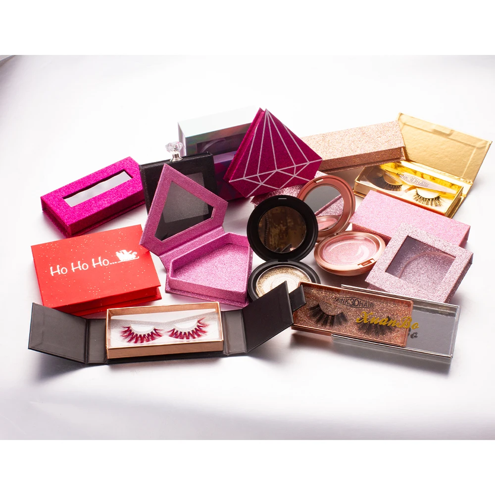 Light silver pink green purple heart shaped magnet fur eyelash box custom blister packaging 2019 private label box black