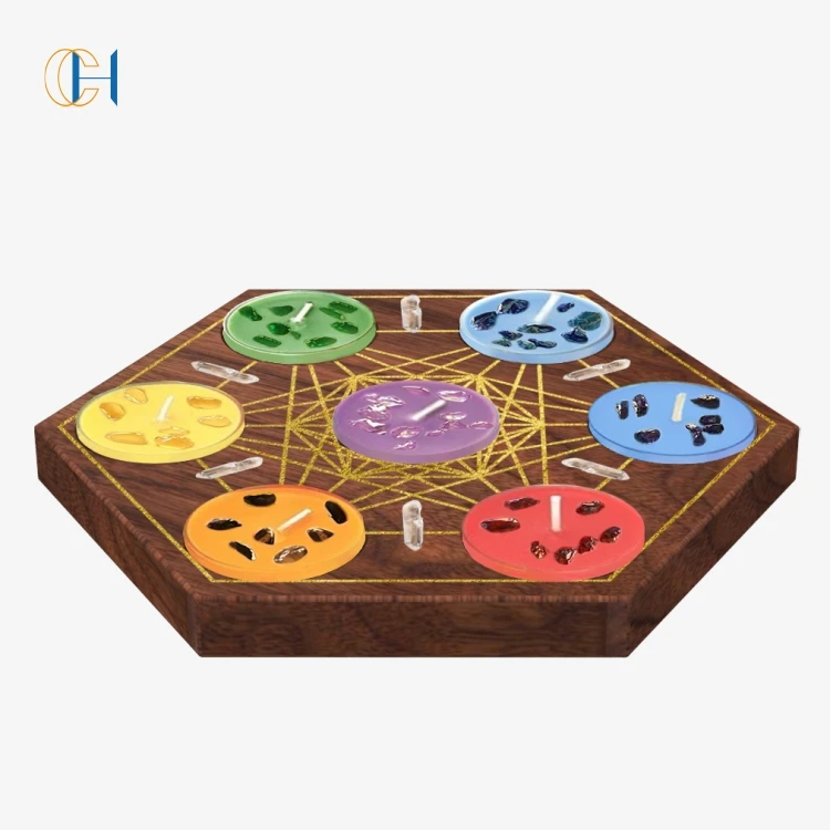 C&H 2024 Custom Creative Art Wax Melt Heater Wooden Melt Burner Tealight Holder With Crystal for Yoga Spa Home Decor Gift