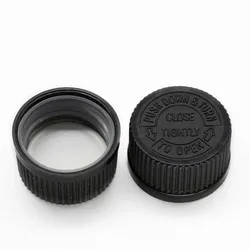 28mm white black child resistant bottle cap for 8oz 240ml boston glass bottle