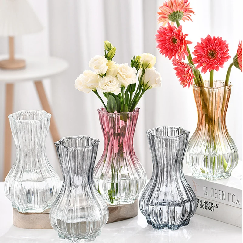 NISEVEN Hot Sales Nordic Style Luxury Glass Flower Vase Flower Arrangement Vase Modern Tabletop Decoration Clear Glass Vases