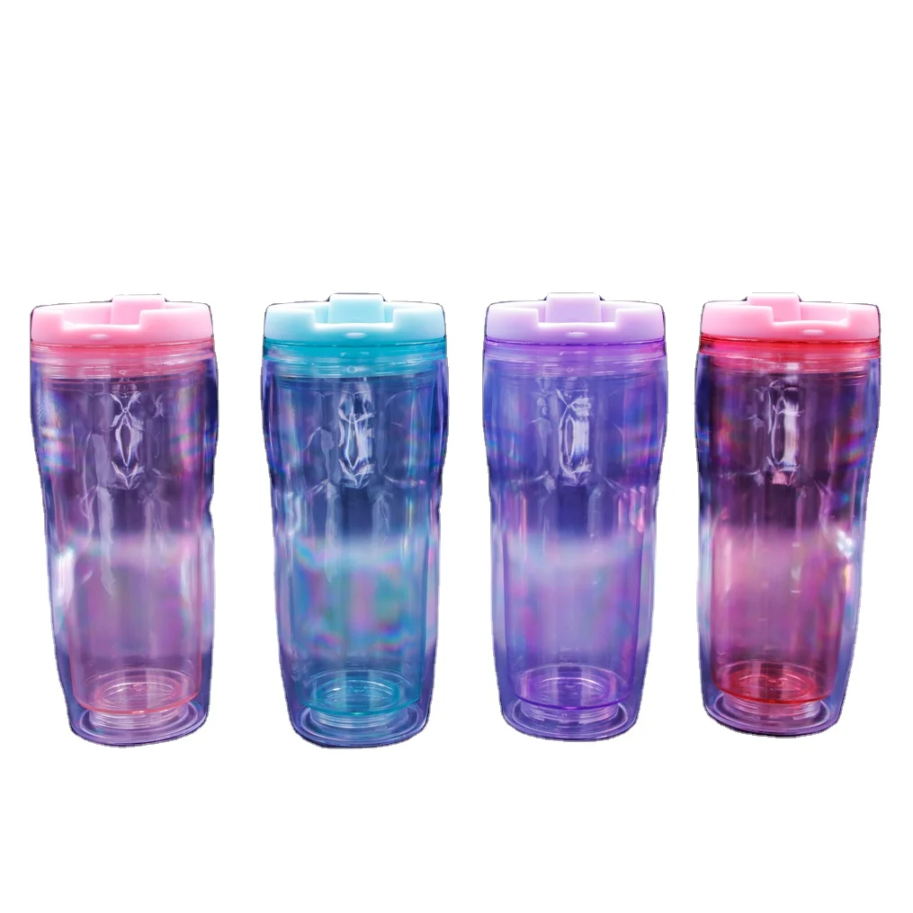 Wholesale Promotional Tumbler Double Wall Insulated Drink Water 12Oz Plastic Cup Travel Mug Plastic Cups