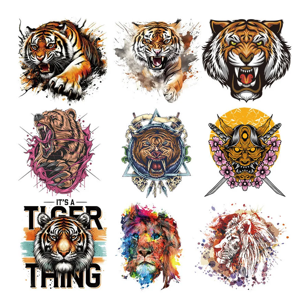 Tigers Pre Cut Heat Press dtf transfers wholesale for T-Shirts Easy To Peel dtf transfers ready to press for Garments Bags