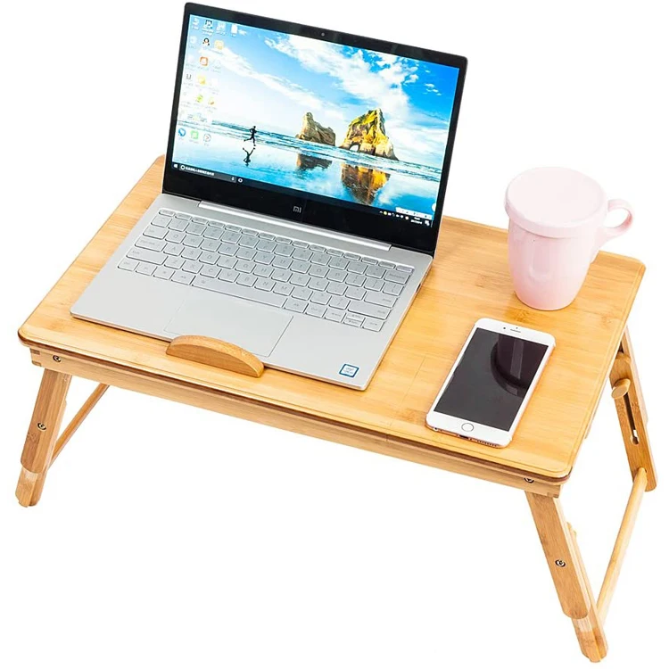 Laptop Desk Table Adjustable Bamboo Foldable Breakfast Serving Bed Tray