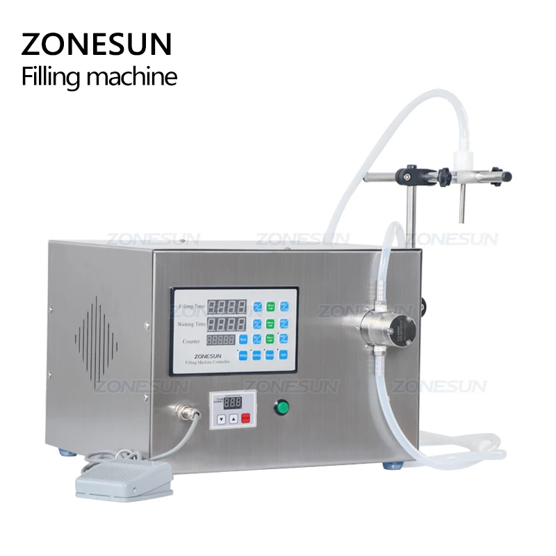 ZONESUN Magnetic Pump Beverage Perfume Water Juice Pigment Essential Oil Ink Liquid Watercolor Round Bottle Filling Machine