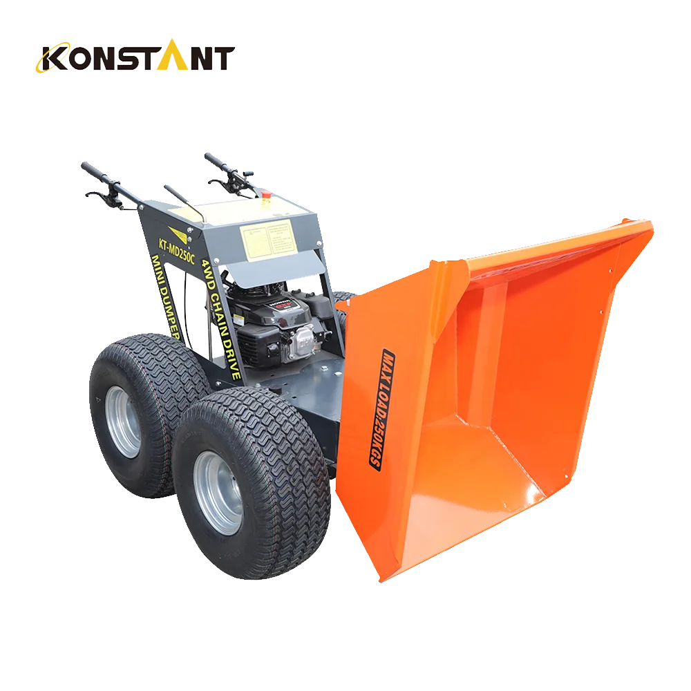 Low price load 250kg gasoline engine 4x4 self-loading fullway garden dump mini track dumper for transport work