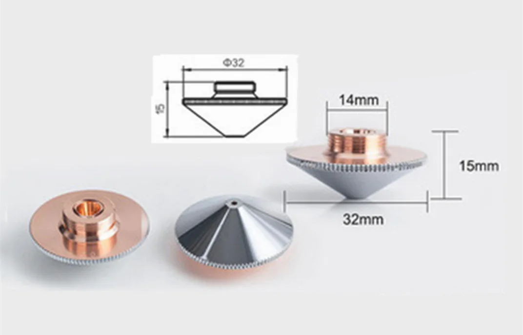 Laser equipments consumables chrome-coated Laser nozzle for Raytools laser cutting head D28 H15 M11 double layer