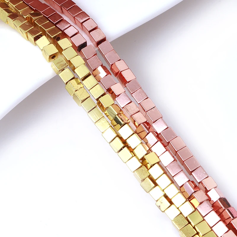 
2*2mm Cube Hematite beads Natural Stone Square Spacer Loose bead for Jewelry Bracelet Making DIY accessories 15