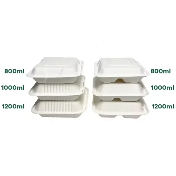 Disposable Biodegradable Lunch Container Box Sugarcane 9 inch Food Container Burger Bakery Packaging Bagasse Clamshell Box