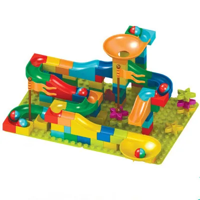 54-162 шт. гоночный лабиринт с шариками, трасса, строительные блоки, воронка, горка, большой конструктор duploed GC00029