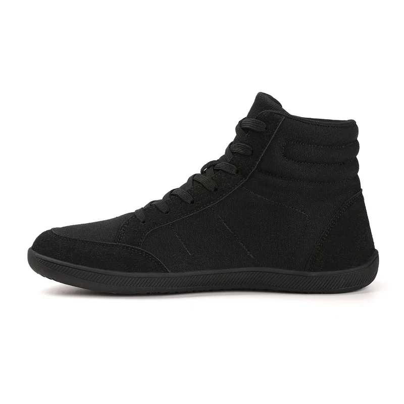 Foot Shaped Rubber Flat Heel High Top Basketball Walking Board Footwear Wide Toe Box Canvas Minimalist Barefoot Shoes