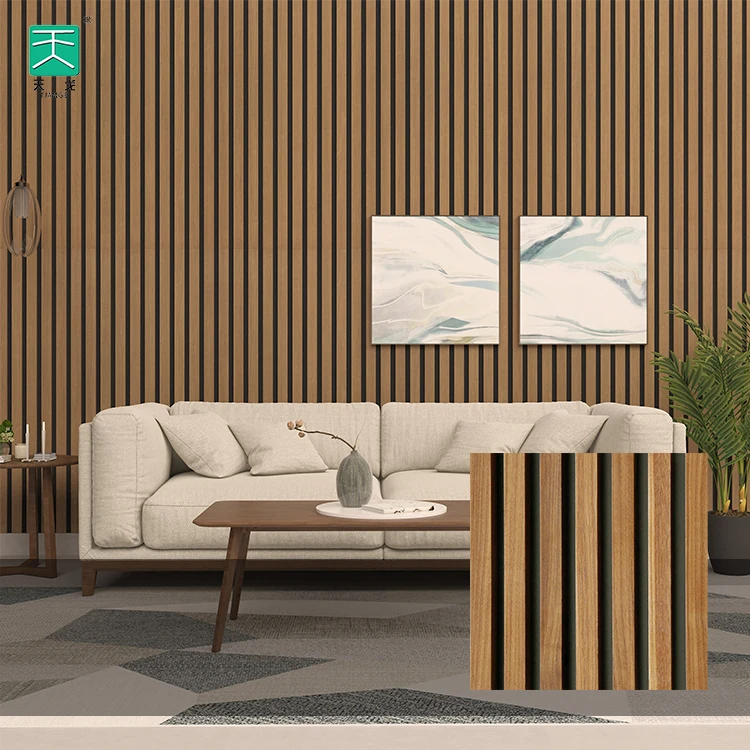 TianGe Public Place Wall And Ceiling Decorative Custom Akupanel Wooden Slat Acoustic Panels