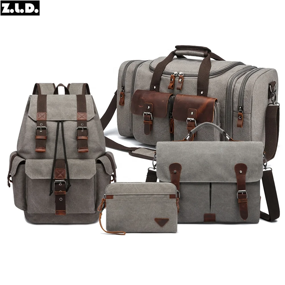 ZUOLUNDUO Wholesale new genuine leather duffel bag set traveling leather bags set