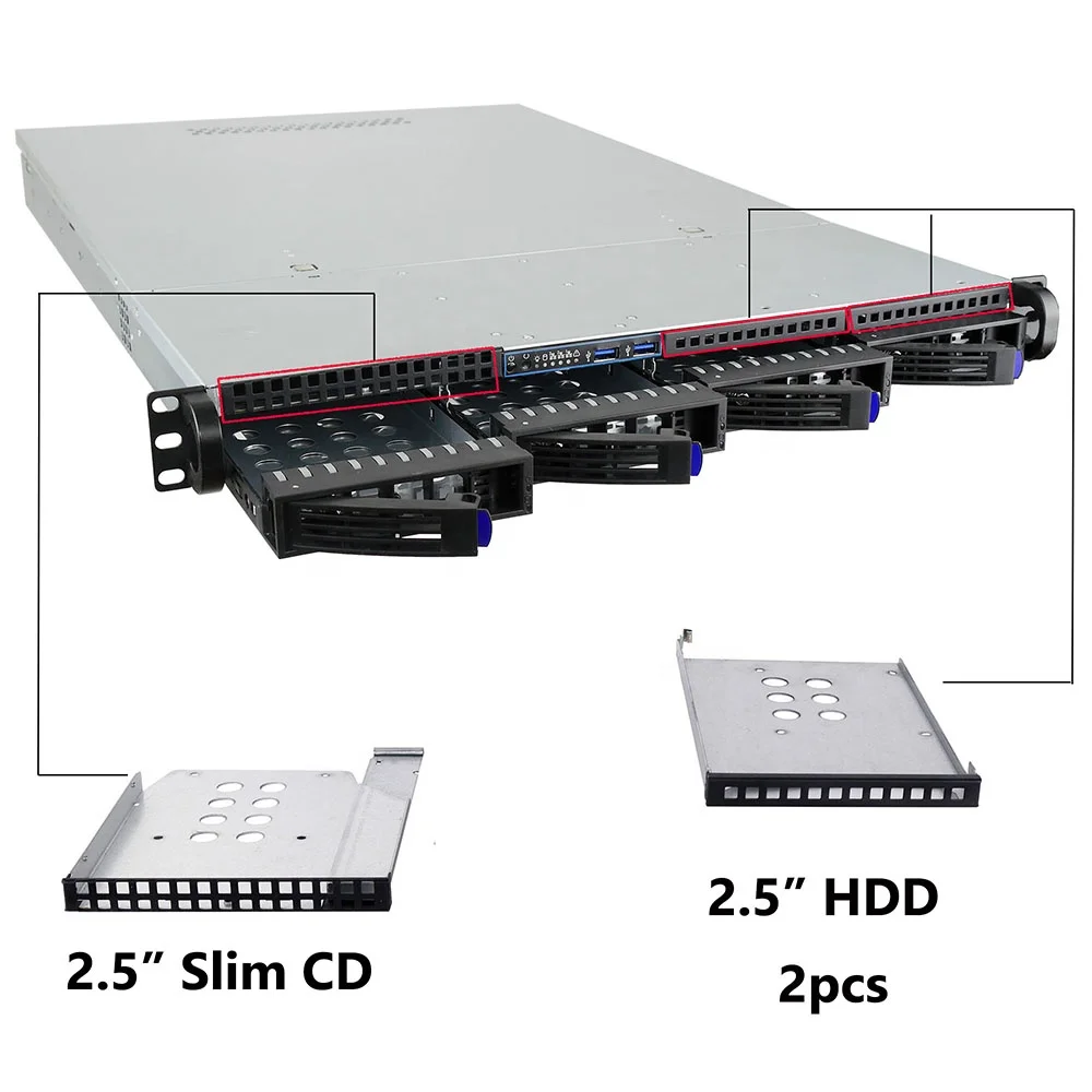 1U Rackmount Server case/chassis  with 4 Hot-Swappable SATA/SAS Drive Bay, MiniSAS /SATA connector 4 bay nas chassis