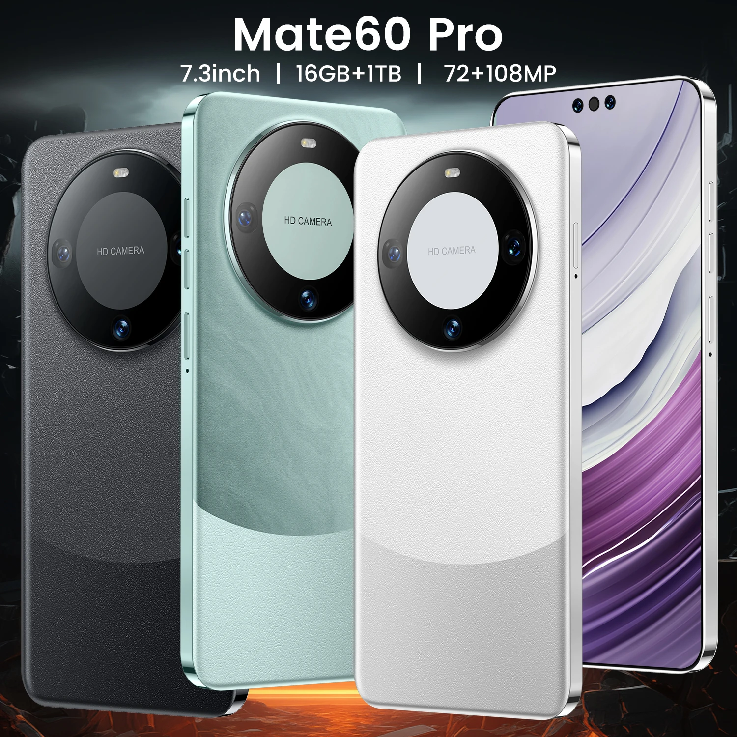 Hot Selling Mate 60 Pro qwerty keyboard phone dual sim card phone 7.3 inch smartphone