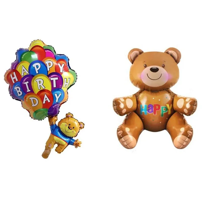 Hot Sale 3D Happy Birthday Bear Parachute Aluminum Foil Balloon Cute Bear Shape Birthday Party Decoration Supplies Kid Toy