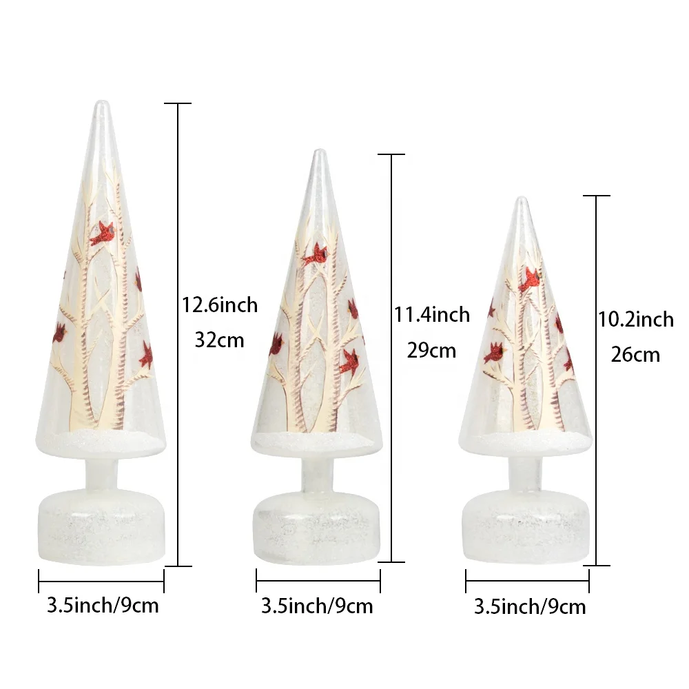 High Quality glass tree with led Fiber Optic topper Cheap small christmas ornaments glass christmas tree ornaments