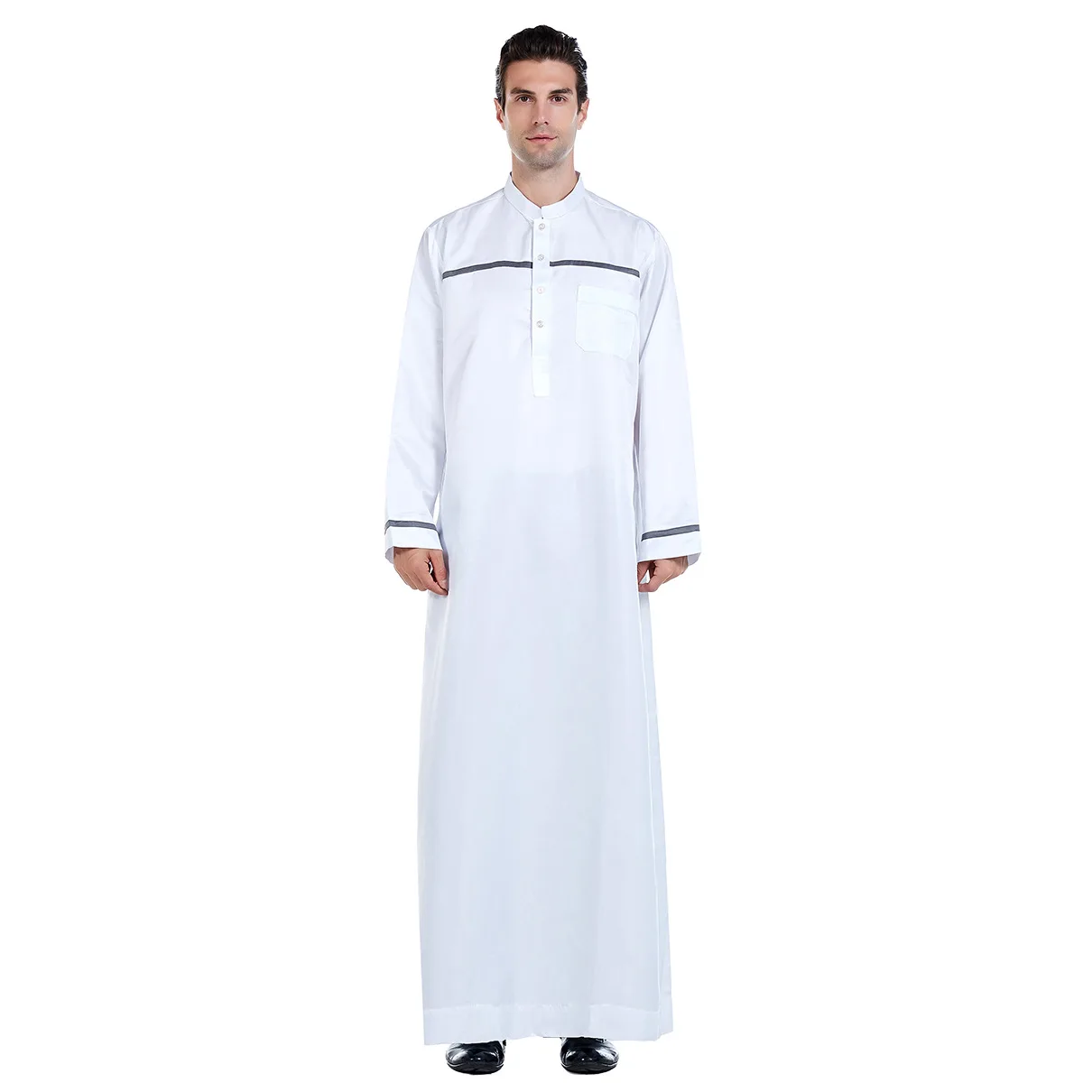 Men Islamic Arabic Kaftan Muslim Clothing Long Sleeve Patchwork Abaya Robes Fashion Saudi Arabia Dubai Mens Jubba Thobe