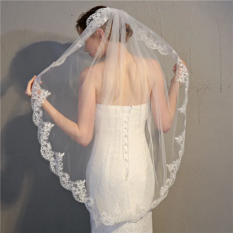 Short bridal veil 2022 contracted fashion single layer Net yarn lace style veil wholesale Short bridal veil for wedding