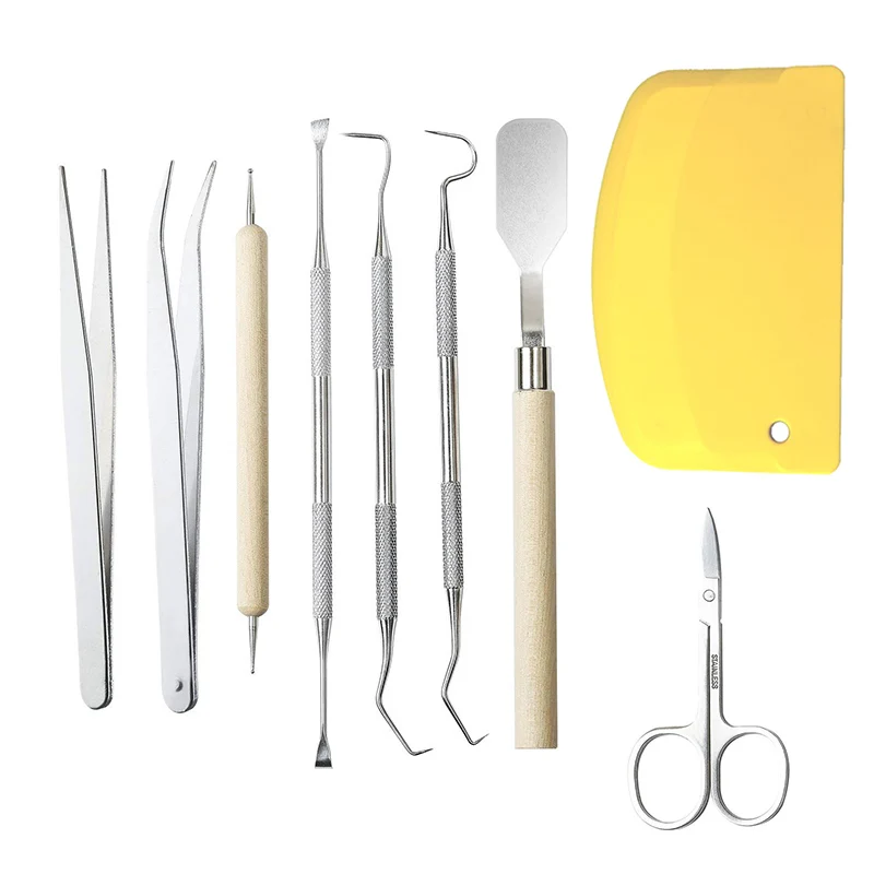 7 pieces stainless steel precision craft weeding vinyl tool kit with scissors knife tweezer weeder