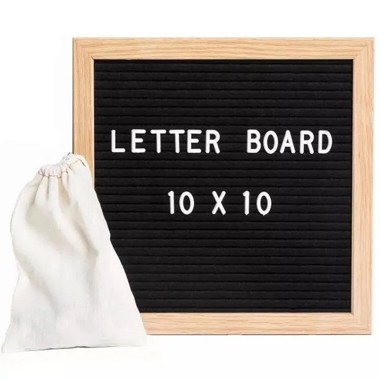 
2021 New Custom 10x10 Inch Black Wooden Changeable Felt Letter Board 