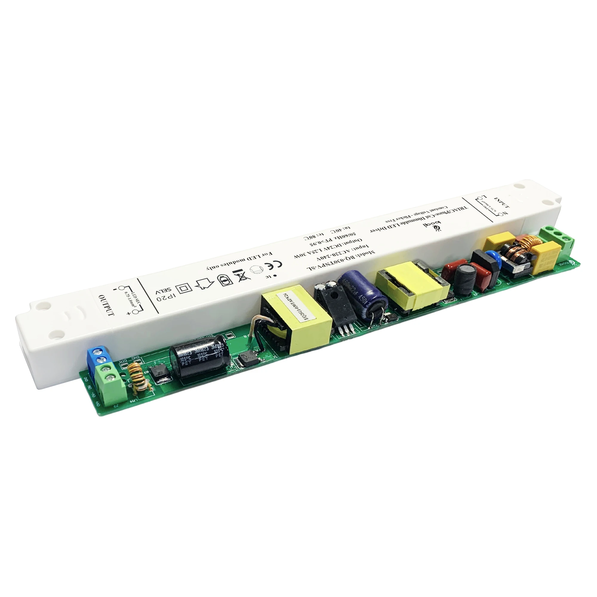 CE RoHS TRIAC And Phase Cut Dimmable LED Driver 24V 1.25A Constant Voltage