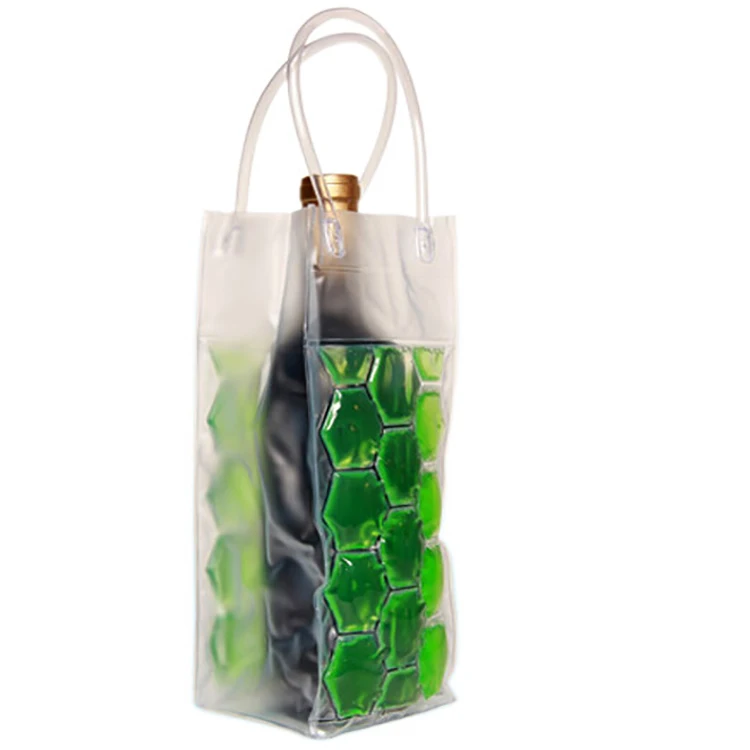 Custom Design Gel Ice Champagne Cooling Bag Pack with Handle PVC Wine Cooler Bags