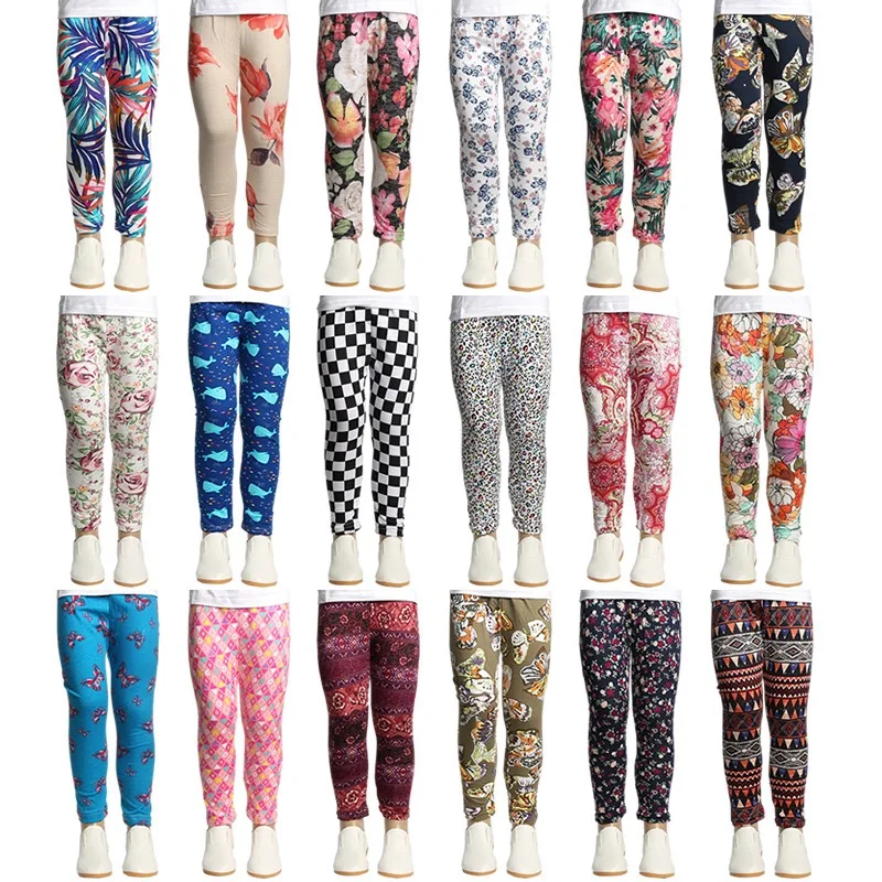 Wholesale Baby Floral Kids Soft Girls Tight Workout Yoga Children Pants Tummy Tiktok Leggings For Girls