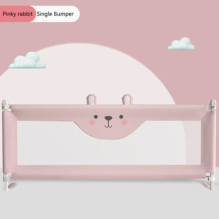 Bed Rails Extra Long Swing Down Baby Bed Guards Fold Down Safety Bedrail with Dear Pattern Kids Guardrail with Y-Strap for Twin
