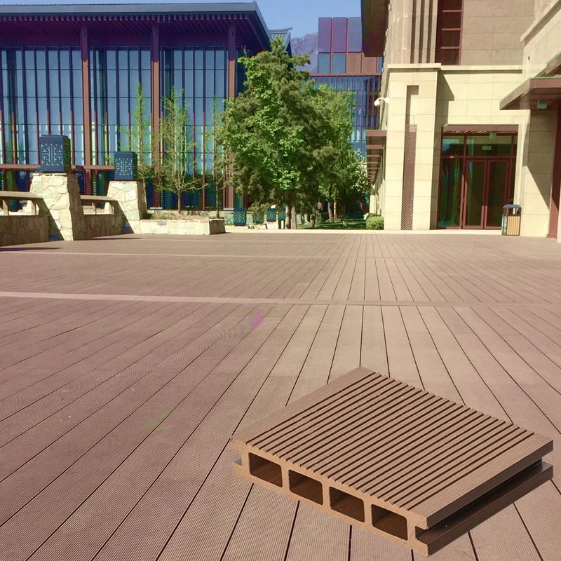 Aveeno Dampproof Waterproof E co Extruded Outdoor Glossy WPC Composite Deck Decking Floor Boards For Flooring Material