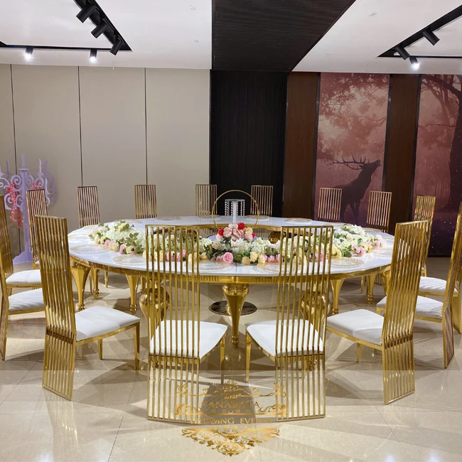 
elegant gold stainless steel hotel hotel reception high back chair wedding 