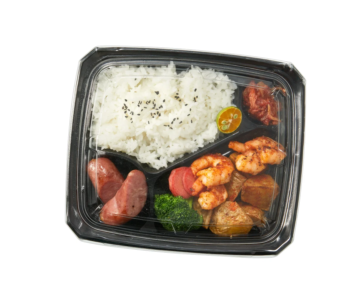 Пластиковая прозрачная крышка с 4 отсеками лоток для фаст-фуда миска риса пластиковый контейнер ланча высокой проницаемостью
