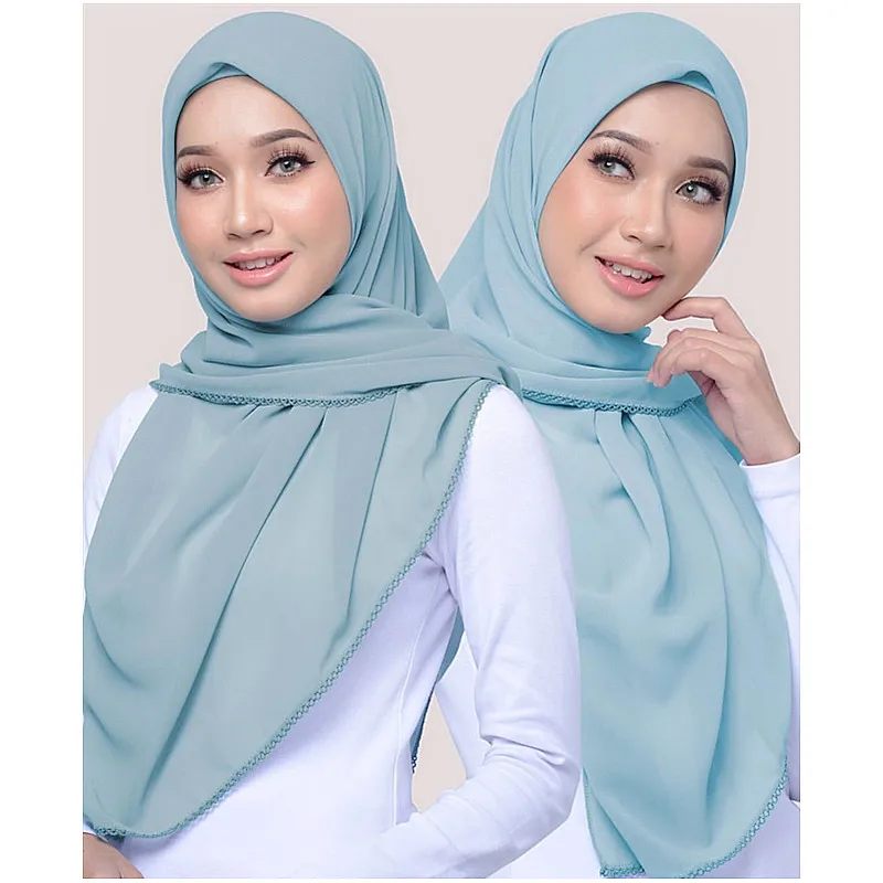 Dropshipping Free Sample Factory New Fashion Soild Color Headscarf Muslim Hijab Bubble Chiffon Scarf Women