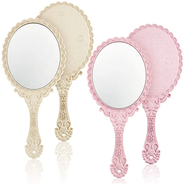 Embossed Flower Vintage Handheld Mirror