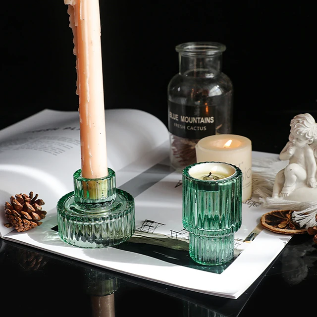 small candlestick mint green taper candle holder multifunction cheap handmade glass candle holders desk decor