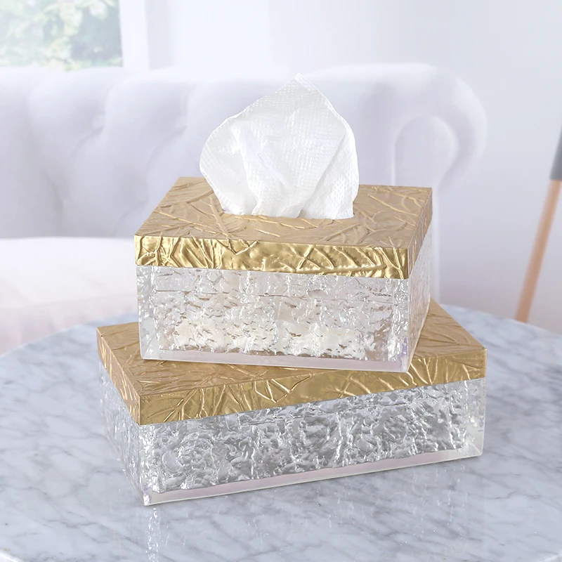 European creative modern light luxury crystal paper towel tray living room coffee table dining table practical tissue holder box